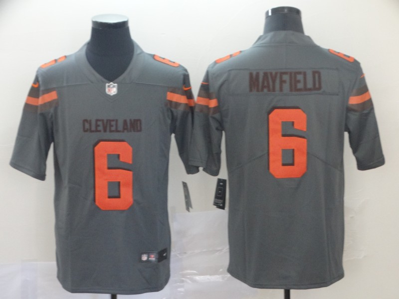 Men's Cleveland Browns #6 Baker Mayfield Gray Inverted Legend Stitched NFL Jersey